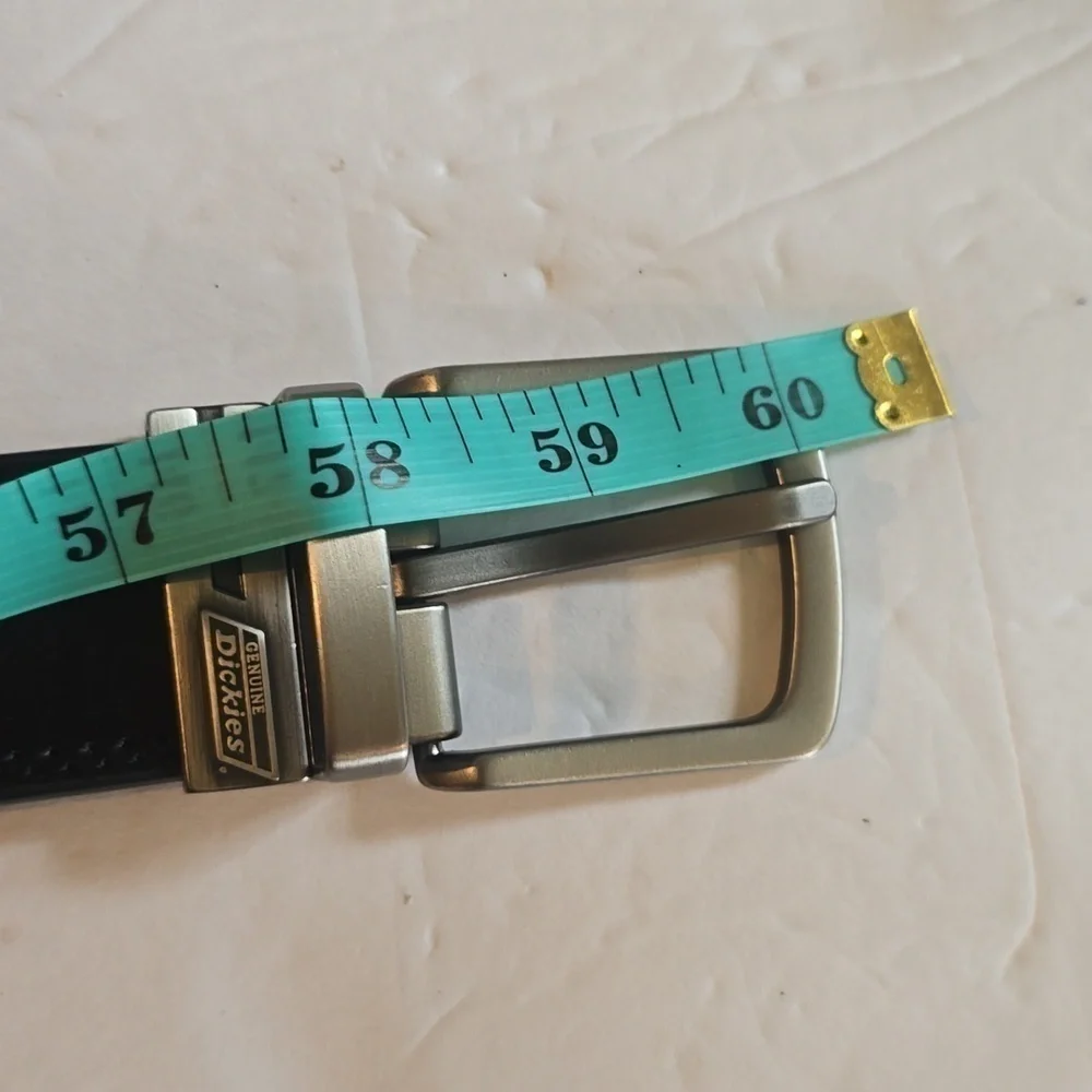 Dickies Mens Black/ Brown Reversible leather belt GUN METAL BUCKLE New Sz.1X